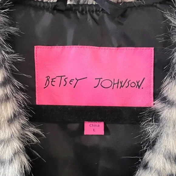 Betsey Johnson Zebra Print Faux Fur Sleeveless Vest w/ Tie Waist & Pockets Large - Picture 3 of 7